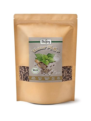 Biojoy BIO-Pfeffer weiß ganz (1 kg), Pfefferkörner weiss, ideal für die Mühle (Piper nigrum) von Biojoy