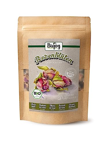 Biojoy BIO-Rosenblüten getrocknet (75 gr), Rosenknospen ganz, Rosenblüten Tee (Rosa Damascena) von Biojoy