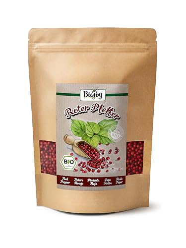 Biojoy BIO-Roter Pfeffer ganz (250 gr), rote Pfefferbeeren für Mühle (Schinus terebinthifolia) von Biojoy