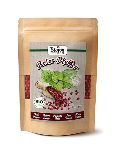 Biojoy BIO-Roter Pfeffer ganz (100 gr), rote Pfefferbeeren für Mühle (Schinus terebinthifolia) von Biojoy