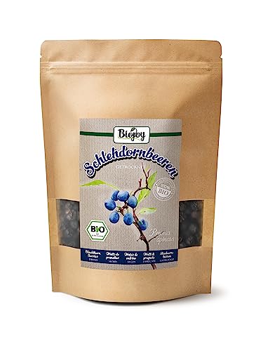 Biojoy BIO-Schlehdornbeeren (500 gr), getrocknet und ganz, Schlehdorn Tee (Prunus spinosa) von Biojoy