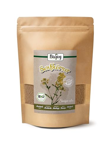 Biojoy BIO-Senfkörner gelb und ganz (500 g), Senf-Saat ohne Zusätze (Sinapis alba) von Biojoy