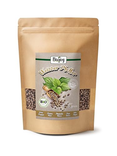 Biojoy BIO-Pfeffer weiß ganz (500 g), Pfefferkörner weiss, ideal für die Mühle (Piper nigrum) von Biojoy