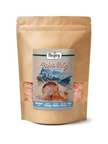 Biojoy BIO-Rosa Salz - bekannt als Himalaya Salz (1 kg), grob 2-5 mm für Salzmühle Salt Range Pakistan von Biojoy
