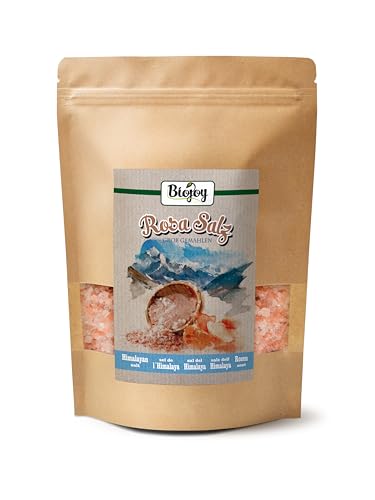Biojoy Rosa Salz - bekannt als Himalaya Salz (1 kg), grob 2-5 mm für Salzmühle Salt Range Pakistan von Biojoy