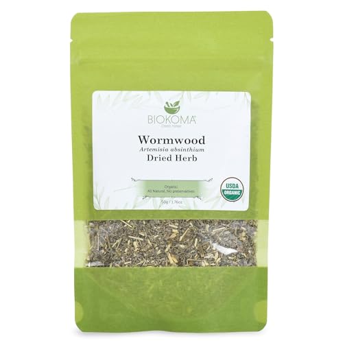 Reines und organisches Biokoma Wermut getrocknetes Kräuter, 50 g, in wiederverschließbarem, feuchtigkeitsbeständigem Beutel Reines und organisches Biokoma Wermut getrocknetes Kräuter, 50 g, in wiederverschließbarem, feuchtigkeitsbeständigem Beutel von Biokoma