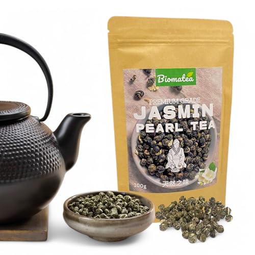 Biomatea 100g Kaiserliche Jasmin Perlen Tee | Premium Grade Chinas traditioneller grüner Jasmin Pearl Tee | Premium grade | Dragon Pearl Tea, Vegan Biomatea 100g Kaiserliche Jasmin Perlen Tee | Premium Grade Chinas traditioneller grüner Jasmin Pearl Tee | Premium grade | Dragon Pearl Tea, Vegan von Biomatea