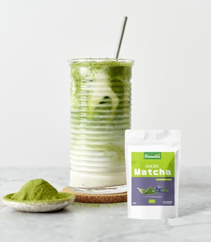 Biomatea Bio Matcha Pulver in verschiedenen Geschmacksrichtungen – Grüner Tee Matcha Tea 30g Zip Beutel (Blaubeeren) von Biomatea