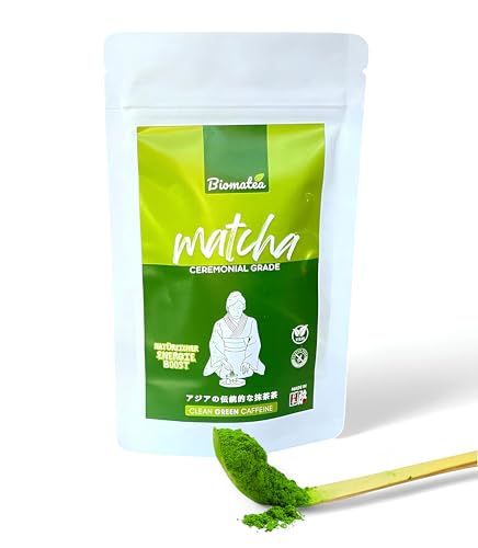 Biomatea Premium Ceremonial Matcha aus Japan, 50g im Zip-Beutel, 100% reiner Matcha-Pulver, zeremoniell Grade, Grüner Tee Pulver luftgetrocknet & steinvermahlen Biomatea Premium Ceremonial Matcha aus Japan, 50g im Zip-Beutel, 100% reiner Matcha-Pulver, zeremoniell Grade, Grüner Tee Pulver luftgetrocknet & steinvermahlen von Biomatea