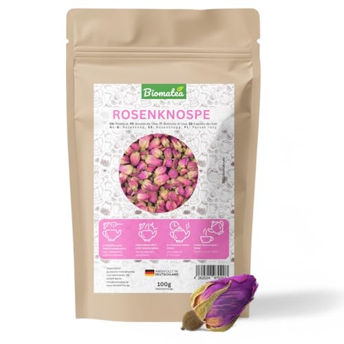 Biomatea Rosenknospen – 100 g duftende, ganze Rosenteeblüten, in Deutschland abgefüllt – Für Tee, Bad, Dekoration & mehr Biomatea Rosenknospen – 100 g duftende, ganze Rosenteeblüten, in Deutschland abgefüllt – Für Tee, Bad, Dekoration & mehr von Biomatea