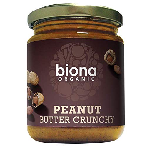 Biona Organic Bio Erdnussbutter Crunchy, Peanut Butter, Nussmus, natürliche 100 Prozent Erdnüsse in Bio Qualität, Ohne Palmöl und Zucker 250g von Biona Organic
