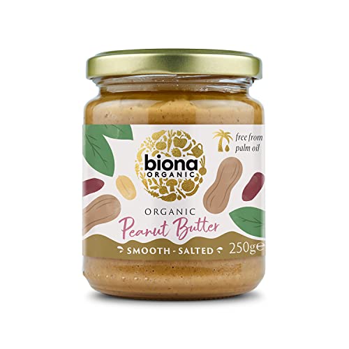 Biona Organics Bio Erdnussbutter, mit Salz, Smooth, ohne Zucker Zusatz, Vegan, Erdnussmus, Nussmus, ohne Palmöl, pur, Erdnusscreme, 250 g von Biona