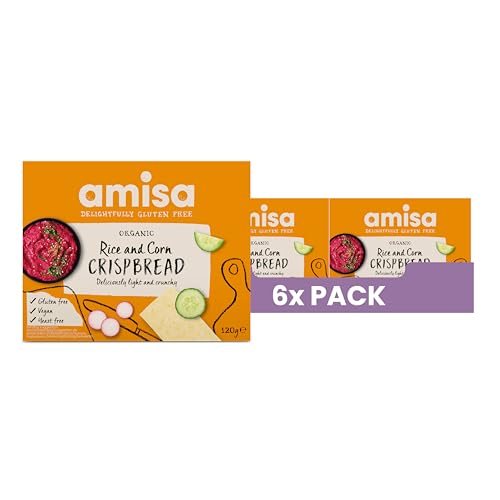 Amisa – glutenfreies Bio-Reis- und Mais-Knäckebrot (12 x 120 g), Veganer, Snack für die Lunchbox, unterwegs essen von Biona