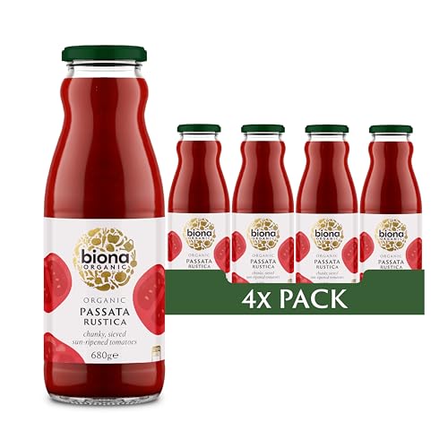 Biona Bio Passata Rustica, 680 g (12er-Pack) – stückige Tomatensauce aus sonnengereiften Tomaten, ohne Zuckerzusatz, milch- und weizenfrei, bio von Biona
