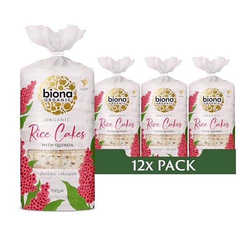 Biona – Bio-Quinoa-Reiskuchen (12 x 100 g), ohne Zusatz von Rohr- oder Rübenzucker, weizenfrei, hefefrei, Snack von Biona