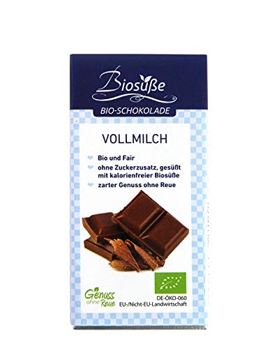 BIOSÜSSE Bio-Schokolade - Confiserieschokolade ohne Zuckerzusatz, Variante:Schokolade Vollmilch von Biosüße - Genuss ohne Reue