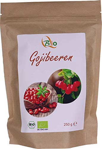 Bio Gojibeeren - Luftgetrocknet - 250g - Trockenfrucht - Viel Vitamin C - essentielle Fettsäuren von Bioticana