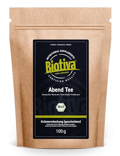 Abend Tee Bio 100g - lose Abendtee-Mischung - Gute Nacht Guten Abend-Tee - in Deutschland abgefüllt und kontrolliert - Biotiva von Biotiva