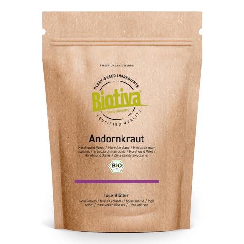 Andornkraut Tee Bio 100g - Weißes Andorn Kraut geschnitten - Andorntee - Arzneipflanze 2018 - Marrubium vulgare - abgefüllt und kontrolliert in Deutschland - Biotiva von Biotiva