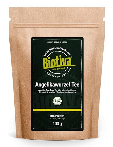 Angelikawurzel Tee Bio 100g - Engelwurz geschnitten - Angelica Archangelica - Angelikatee - Abgefüllt und kontrolliert in Deutschland - Biotiva von Biotiva