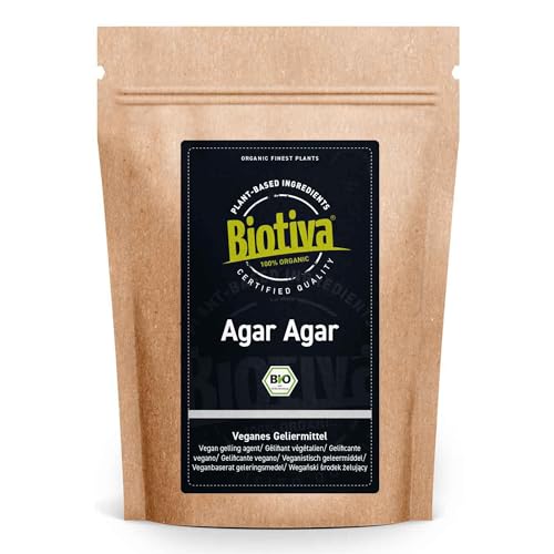 Biotiva Agar Agar Bio 200g - veganer Gelatineersatz - Geliermittel aus Rotalgen - Bindemittel für süße und herzhafte Speisen - kontrolliert und abgefüllt in Deutschland Biotiva Agar Agar Bio 200g - veganer Gelatineersatz - Geliermittel aus Rotalgen - Bindemittel für süße und herzhafte Speisen - kontrolliert und abgefüllt in Deutschland von Biotiva