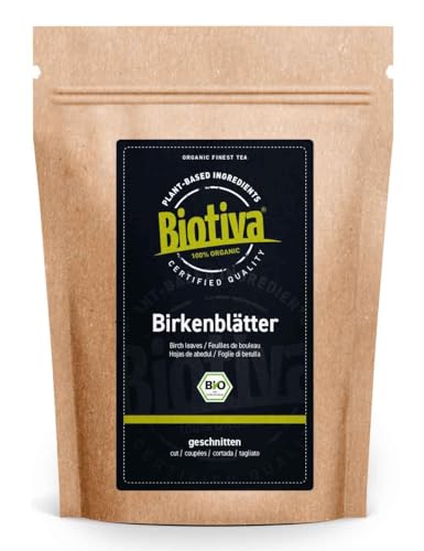 Biotiva Birkenblätter Tee Bio 100g - bot. Betula - Kräutertee - Premium Bio Qualität - abgefüllt und kontrolliert in Deutschland von Biotiva