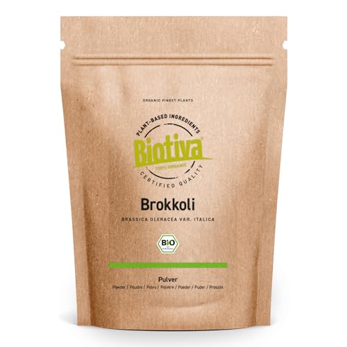 Brokkoli Pulver Bio 100g - Brokkolipulver - hochdosiert - Abgepackt und zertifiziert in Deutschland - Vegan - Biotiva von Biotiva