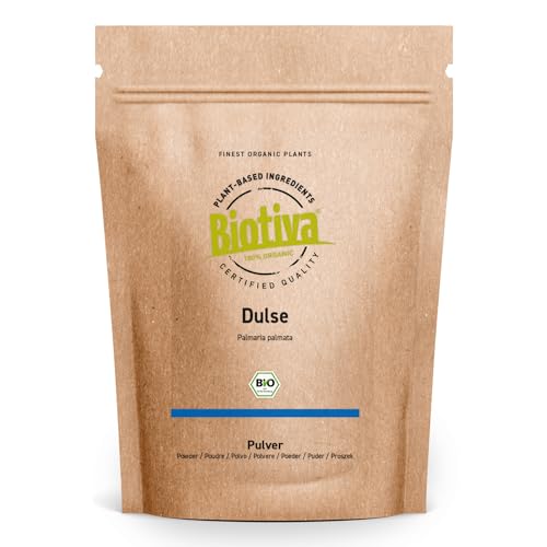 Dulse Pulver Bio 250g (2x125g) - Palmaria Palmata - Lappentang - Rotalge - Dulsepulver ohne Zusätze - Superfood - 100% Bio - abgefüllt und zertifiziert in Deutschland - Biotiva von Biotiva