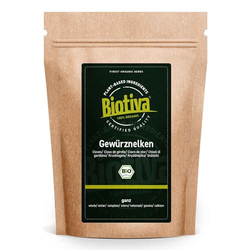 Biotiva Gewürznelken ganz Bio 250g - hochwertige Nelken (Caryophylli flos) getrocknet - Abgefüllt und kontrolliert in Deutschland (DE-ÖKO-005) von Biotiva