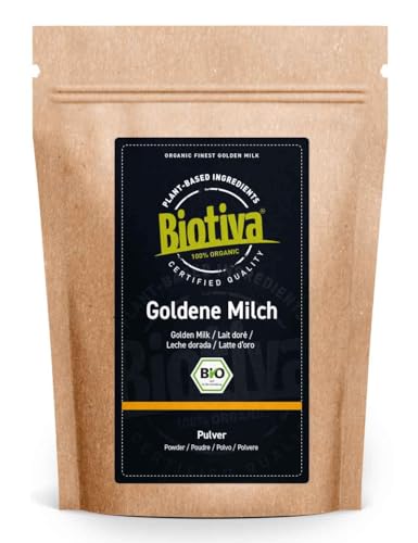 Goldene Milch Bio 100g - ayurvedische Gewürzmischung - Pulver - Kurkuma Ingwer Muskatnuss Zimt & Pfeffer - kontrolliert und abgefüllt in Deutschland - Biotiva von Biotiva