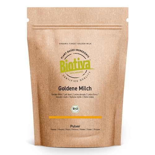 Goldene Milch Bio 100g - ayurvedische Gewürzmischung - Pulver - Kurkuma Ingwer Muskatnuss Zimt & Pfeffer - kontrolliert und abgefüllt in Deutschland - Biotiva von Biotiva