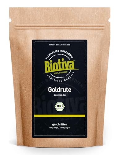 Goldrute Tee 100g Bio | geschnitten | Goldrauten | Solidago | Goldrutentee | Abgefüllt und kontrolliert in Deutschland | Biotiva von Biotiva