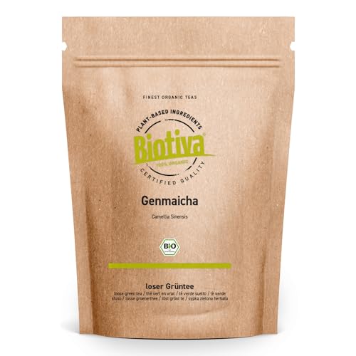 Grüntee Genmaicha 100g Bio - grüner Tee - weiche runde und trotzdem intensive Note - abgefüllt und kontrolliert in Deutschland - Biotiva von Biotiva