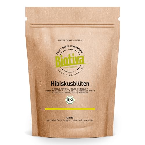 Hibiskusblüten Tee Bio 100g - Loser Hibiskustee (Hibisci flos) - Abgefüllt und kontrolliert in Deutschland - Biotiva von Biotiva