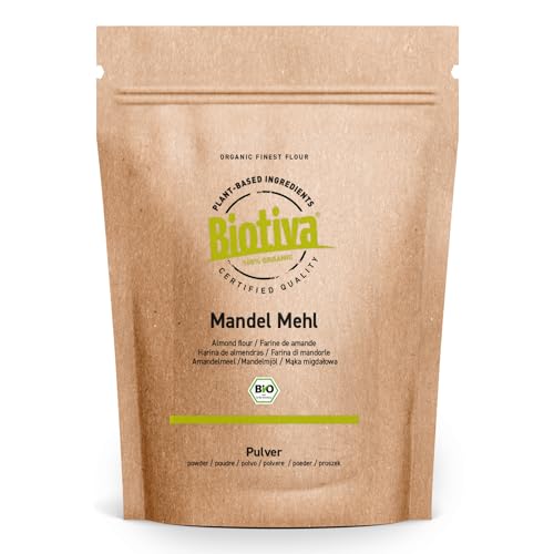 Biotiva Mandelmehl Bio 1kg - glutenfreier Mehlersatz - reich an Ballaststoffen und Eiweißen - in Kuchen und Gebäck - kontrolliert und abgefüllt in Deutschland von Biotiva