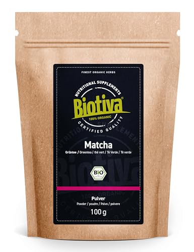 Biotiva Matcha-Tee Bio 1000g (10x100g) - Original Matchapulver - Tee, Latte, Smoothies - hochwertigster Biomatcha - Abgefüllt und kontrolliert in Deutschland (DE-ÖKO-005) von Biotiva