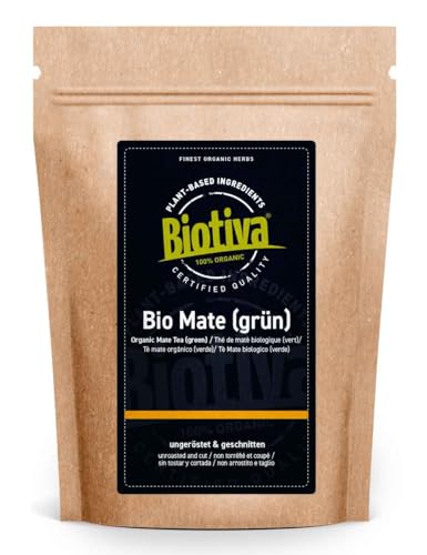 Matetee Bio 1kg (2x500g) - ungerösteter grüner Mate Tee - Koffeinhaltige Yerba Mateblätter - Bio-Anbau - Verpackt und kontrolliert in Deutschland - Biotiva von Biotiva