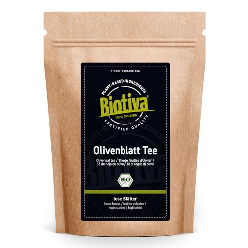 Olivenblätter Tee 250g Bio - Kräutertee - Olivenblatt Tee - fruchtig - herb - Olivenblatttee - abgefüllt und zertifiziert in Deutschland - Biotiva von Biotiva