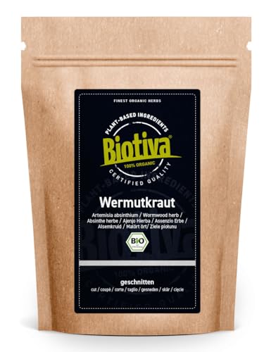 Wermutkraut Tee Bio 1kg (2x500g) - Wermuttee - Artemisia Absinthium - 100% pur - Abgefüllt und kontrolliert in Deutschland - Biotiva von Biotiva
