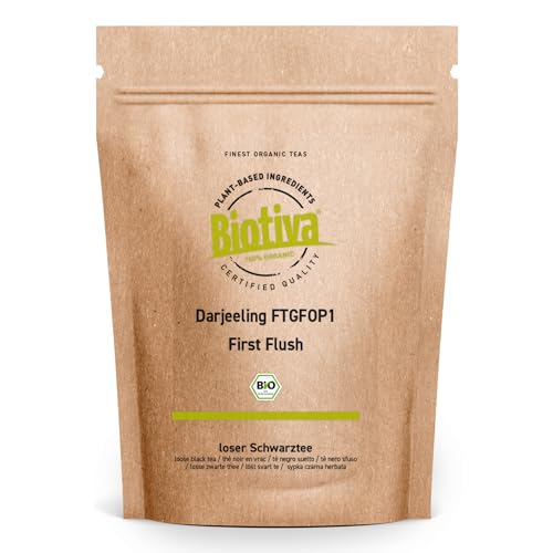 Darjeeling First Flush Bio 250g - Top Bio Schwarztee aus Frühlingsernte - Indien - Abgefüllt und kontrolliert in Deutschland - vegan - loser Blatt-Tee - Biotiva von Biotiva