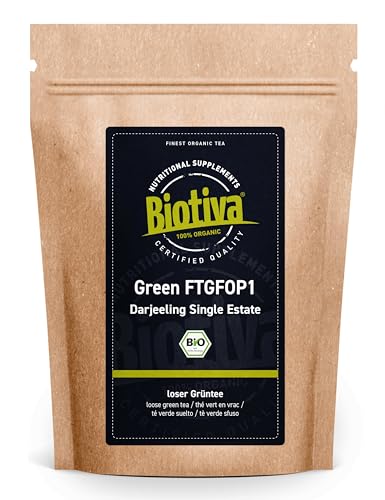 Darjeeling Grüntee FTGFOP1 250g Bio - Abgefüllt und kontrolliert in Deutschland - Rarität aus Indien - loser grüner Tee - kontrolliert in Deutschland - Biotiva von Biotiva