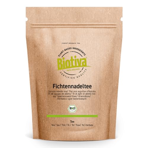 Fichtennadeltee Bio 100g - geschnitten- ohne Füllstoffe - frische Ernte in der EU - abgefüllt und zertifiziert in Deutschland - Biotiva von Biotiva