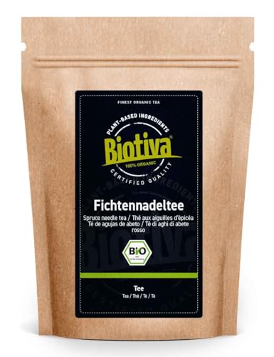 Fichtennadeltee Bio 100g - geschnitten- ohne Füllstoffe - frische Ernte in der EU - abgefüllt und zertifiziert in Deutschland - Biotiva von Biotiva