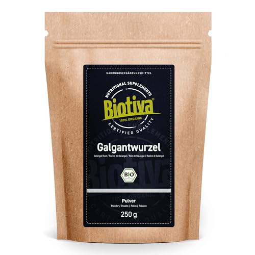 Galgantwurzel gemahlen Bio 250g - Alpina galanga - vegan - Galgantpulver - Abgefüllt und kontrolliert in Deutschland - Biotiva von Biotiva