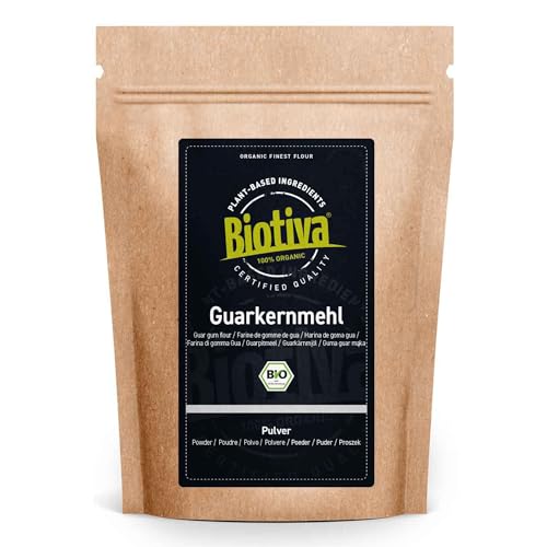 Guarkernmehl Bio 1kg (2x500g) - aus der Guarbohne - 100% naturrein - höchste Bindekraft - veganes Bindemittel und Gelatineersatz - zertifiziert und abgefüllt in Deutschland - Biotiva von Biotiva