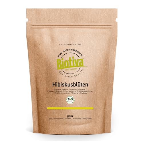 Hibiskusblüten Tee Bio 1kg - hochwertiger Hibiskusblütentee (Hibisci flos) getrocknet - Abgefüllt und kontrolliert in Deutschland - Biotiva von Biotiva
