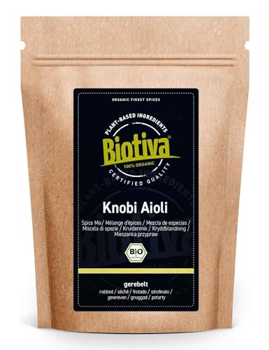 Knobi Aioli Gewürzmischung Bio 100g - Knoblauch Gewürzzubereitung - Saucen Dips Dressings - mit Zutaten aus biologischer Landwirtschaft - Biotiva von Biotiva