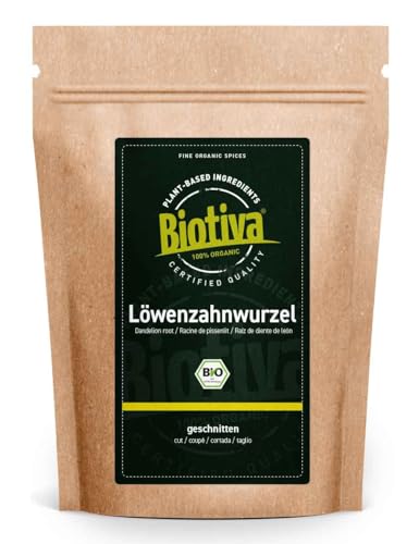 Löwenzahnwurzel Tee Bio 1kg (4x250g) - Taraxacum officinale geschnitten - Löwenzahn getrocknet - Hochwertigste Löwenzahnwurzeltee - In Deutschland abgefüllt und kontrolliert - Biotiva von Biotiva