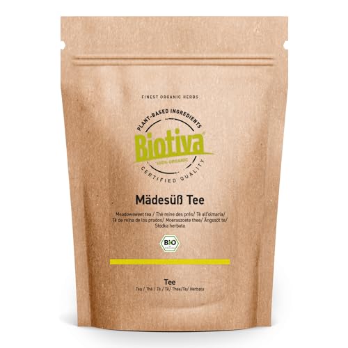 Mädesüß Tee Bio 250g - echtes Mädesüß - Filipendula ohne Zusätze - vegan - 100% Bio-Qualität - Abgefüllt und kontrolliert in Deutschland - Biotiva von Biotiva