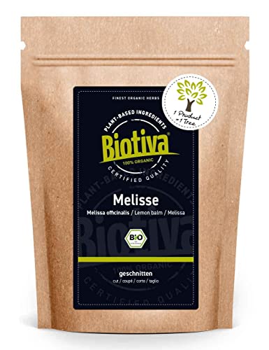 Biotiva Melisse Tee 100g Bio - Melissa officinalis - Melissenblätter getrocknet - Kräutertee - vegan - ohne Zusatzstoffe - abgefüllt und zertifiziert in Deutschland (DE-Öko-005) von Biotiva